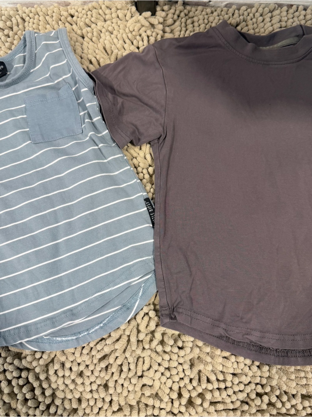 Little Bipsy Kids Tank & Tee Set - Blue Stripe and Mauve 2T - 3T